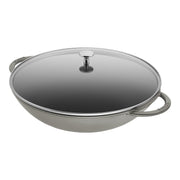 STAUB Specialities 37 cm / 14.5 inch Cast Iron Wok With Glass Lid, Graphite-Grey-Wok-DECOROLALA