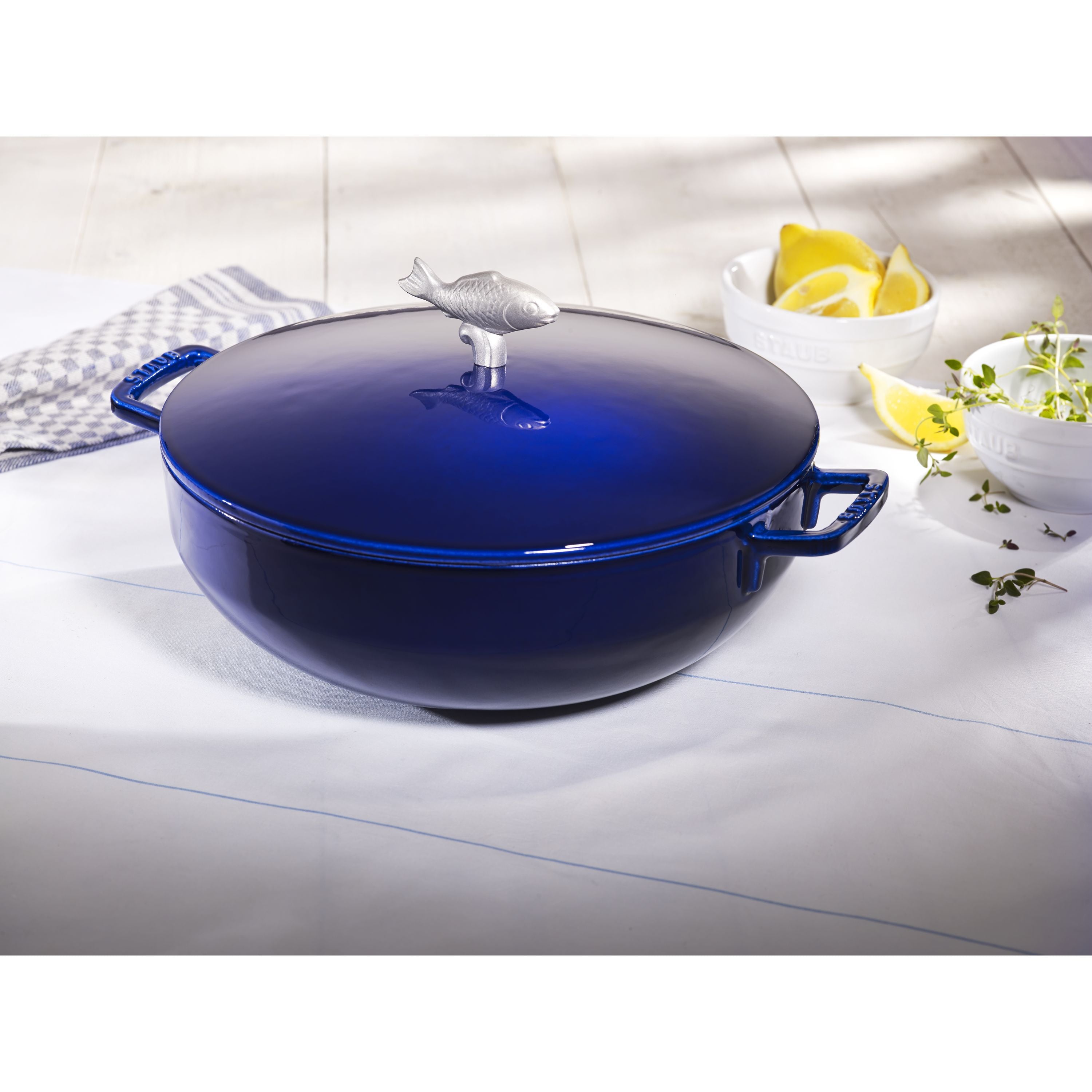 STAUB Specialities 4.75 L Cast Iron Round Bouillabaisse Pot, Dark-Blue-Cookware-DECOROLALA