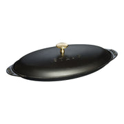 STAUB Specialities 700 ml Cast Iron Oval Oven Dish With Lid, Black-n/a-DECOROLALA