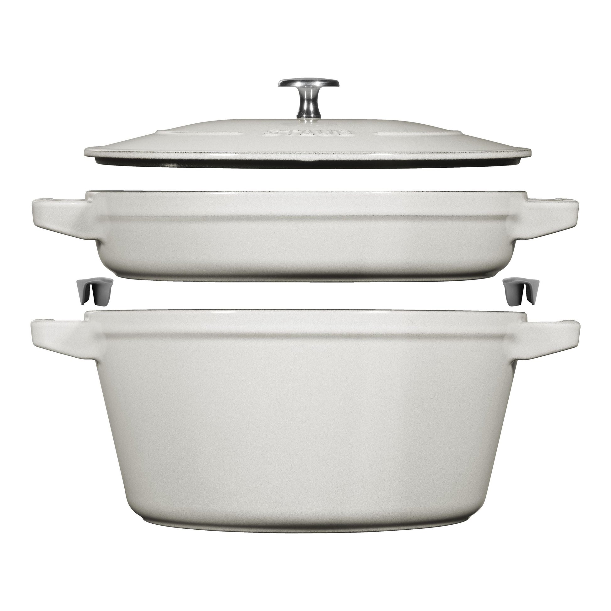 STAUB Stackable 3-Piece Cast Iron Set - White Truffle-Bakeware Set-DECOROLALA