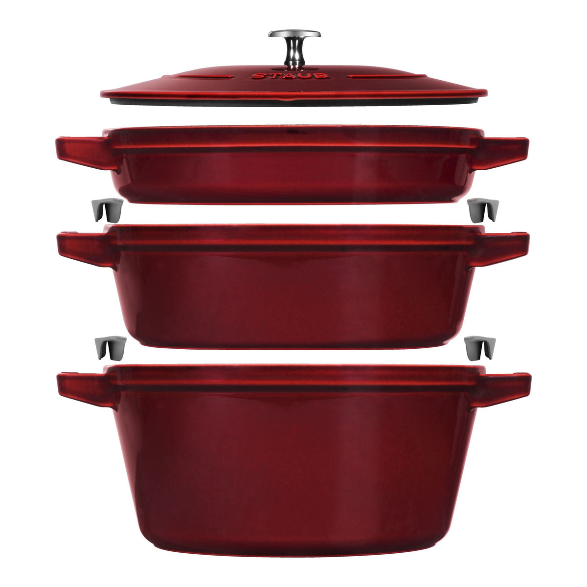 STAUB Stackable 4-Piece Cast Iron Set - Grenadine Red-Cookware Sets-DECOROLALA