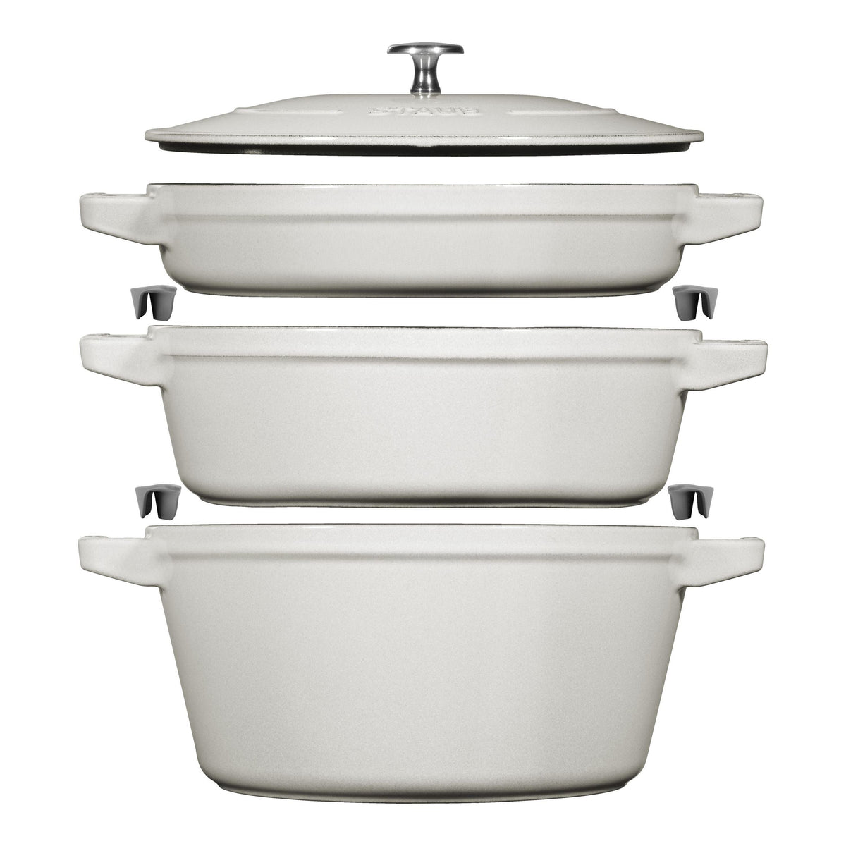 STAUB Stackable 4-Piece Cast Iron Set - White Truffle-Cookware Sets-DECOROLALA