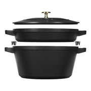 STAUB Stackable Set Stackable Set 3 Piece Cast Iron, Black-Stock Pot-DECOROLALA