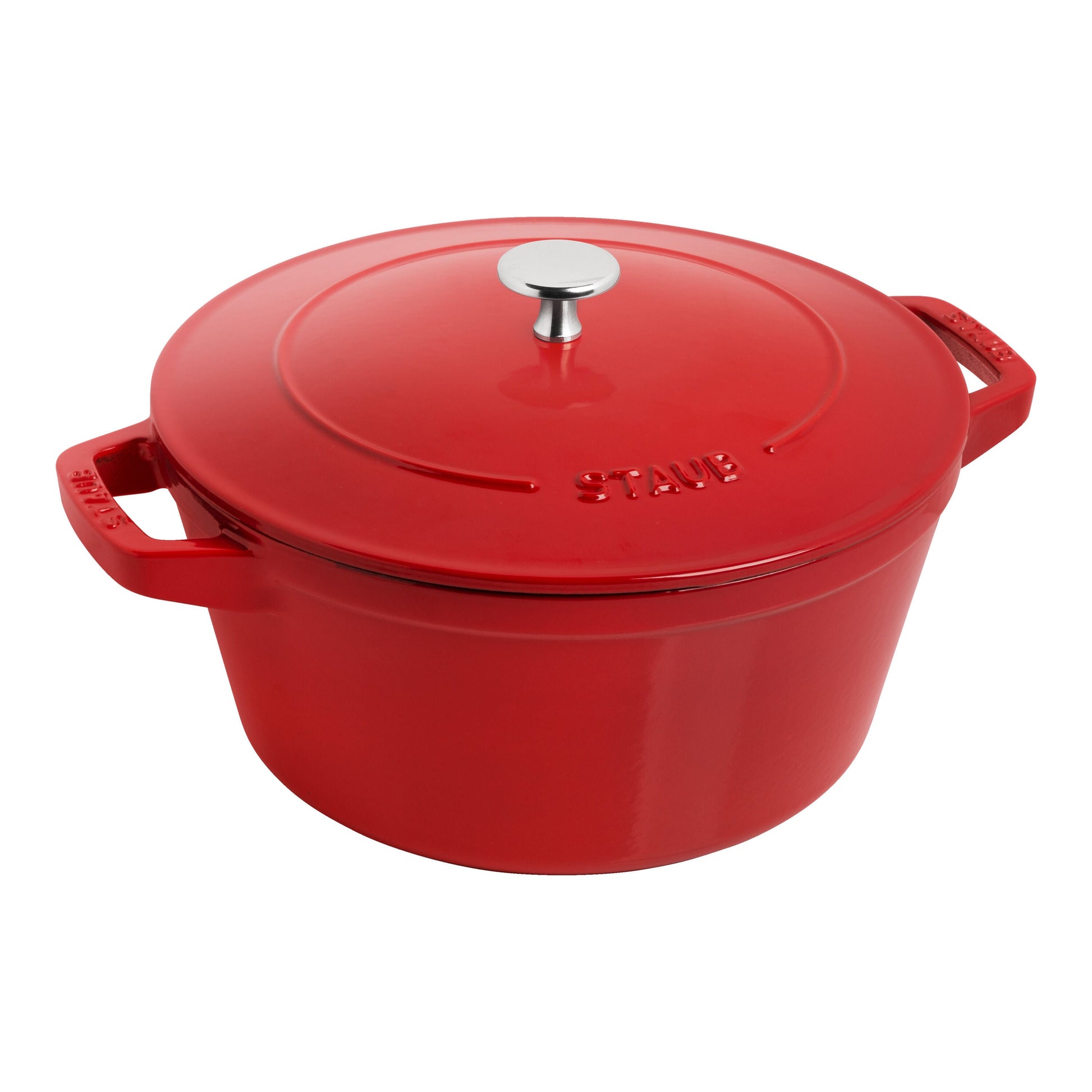STAUB Stackable Set Stackable Set 3 Piece Cast Iron, Cherry-Stock Pot-DECOROLALA