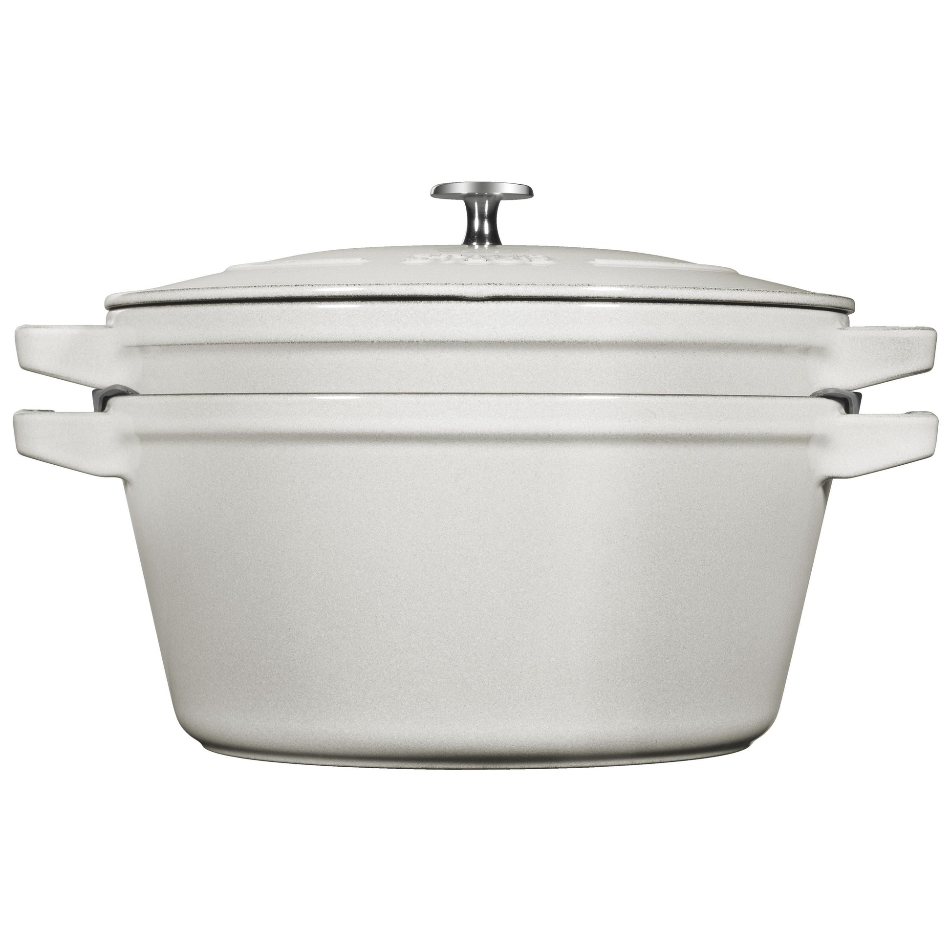STAUB Stackable Set Stackable Set 3 Piece Cast Iron, White Truffle-Bakeware Set-DECOROLALA