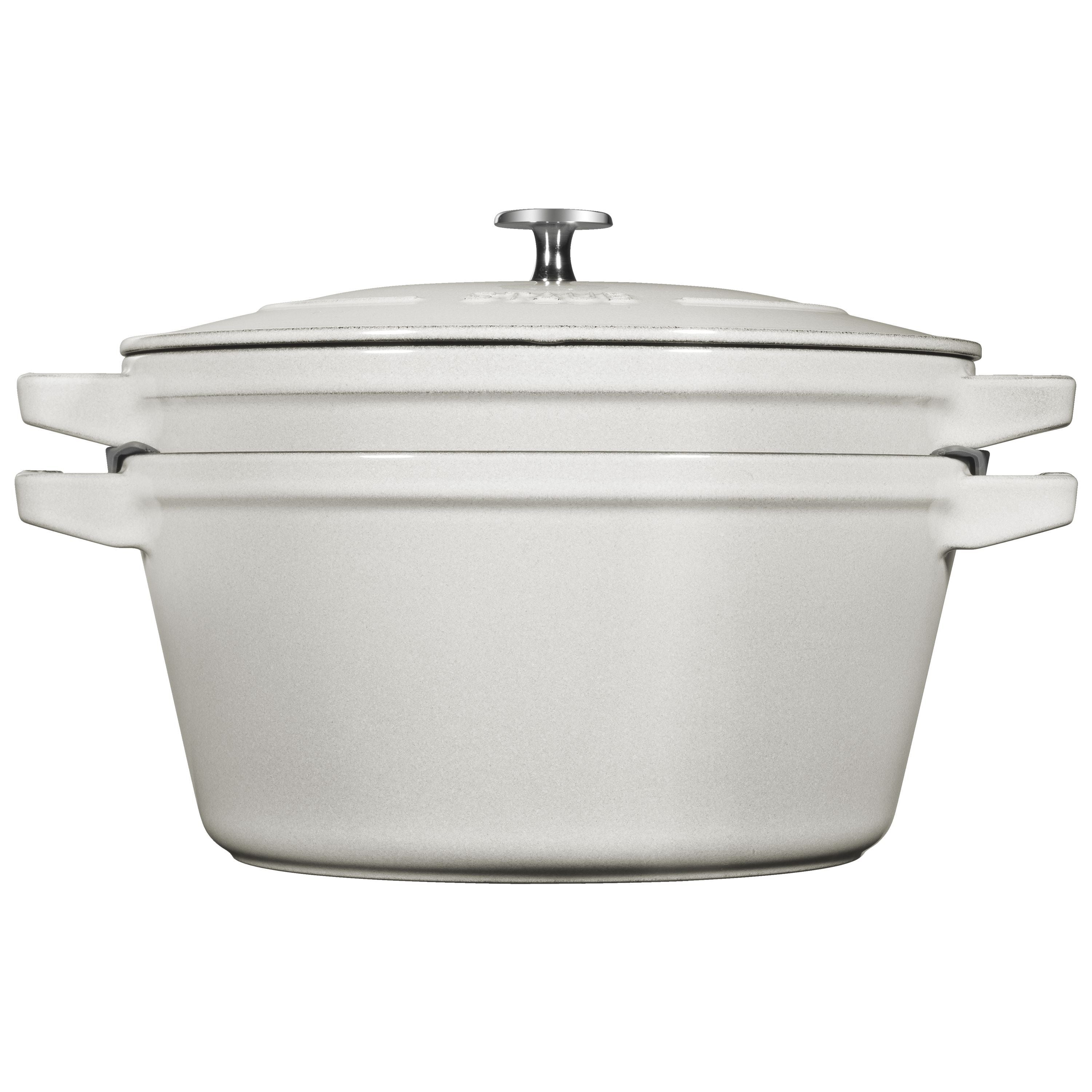 STAUB Stackable Set Stackable Set 3 Piece Cast Iron, White Truffle-Bakeware Set-DECOROLALA