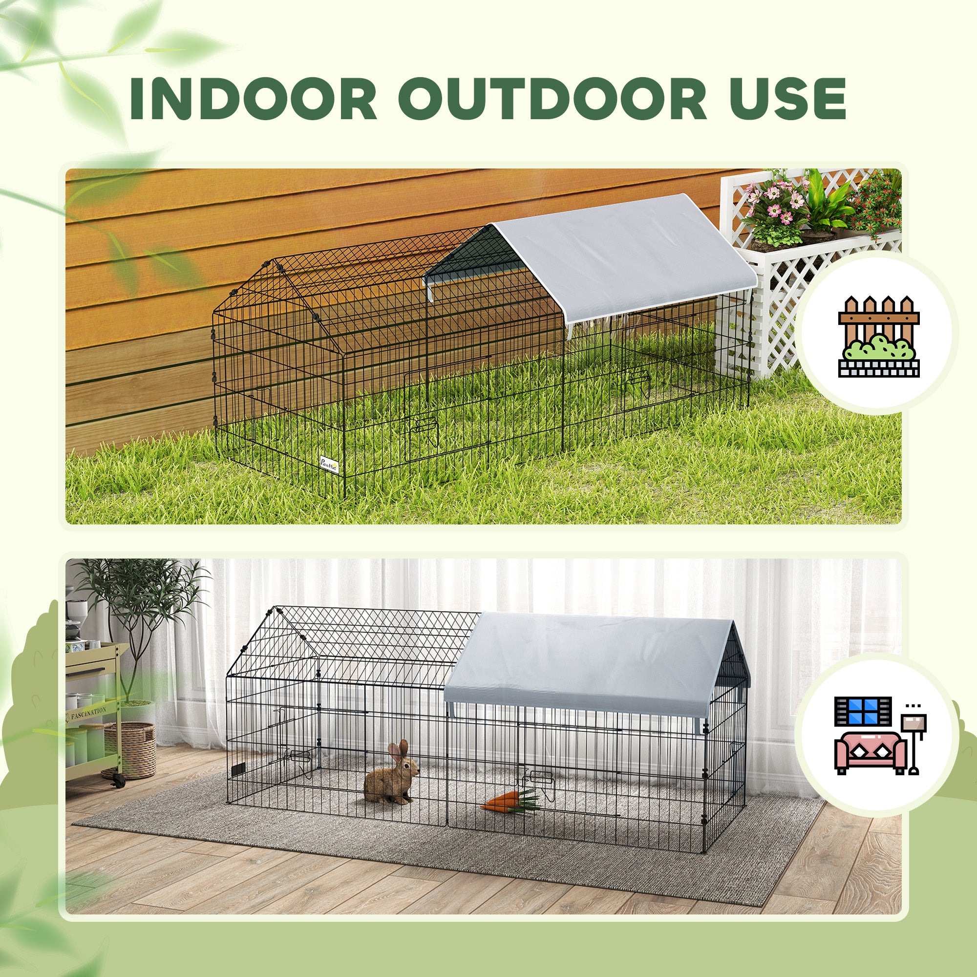 73" Small Animal Cage with Roof, Indoor/Outdoor Use,  for Chicken, Rabbits, Chinchillas, Silver