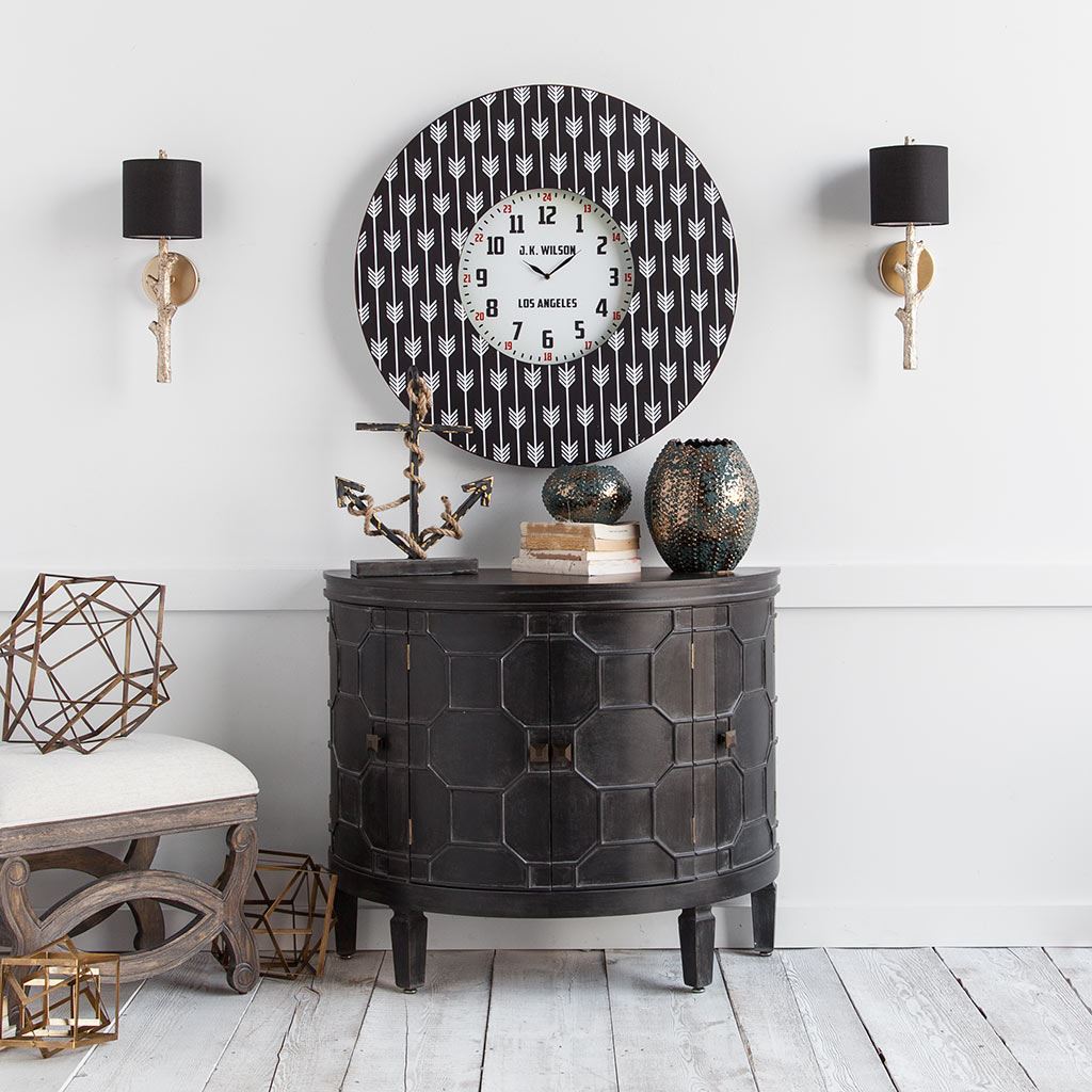 Sabinal II 7x18 Gold Resin Tree Branch Black Fabric Shade Wall Sconce-Wall Sconces-DECOROLALA
