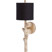 Sabinal II 7x18 Gold Resin Tree Branch Black Fabric Shade Wall Sconce-Wall Sconces-DECOROLALA