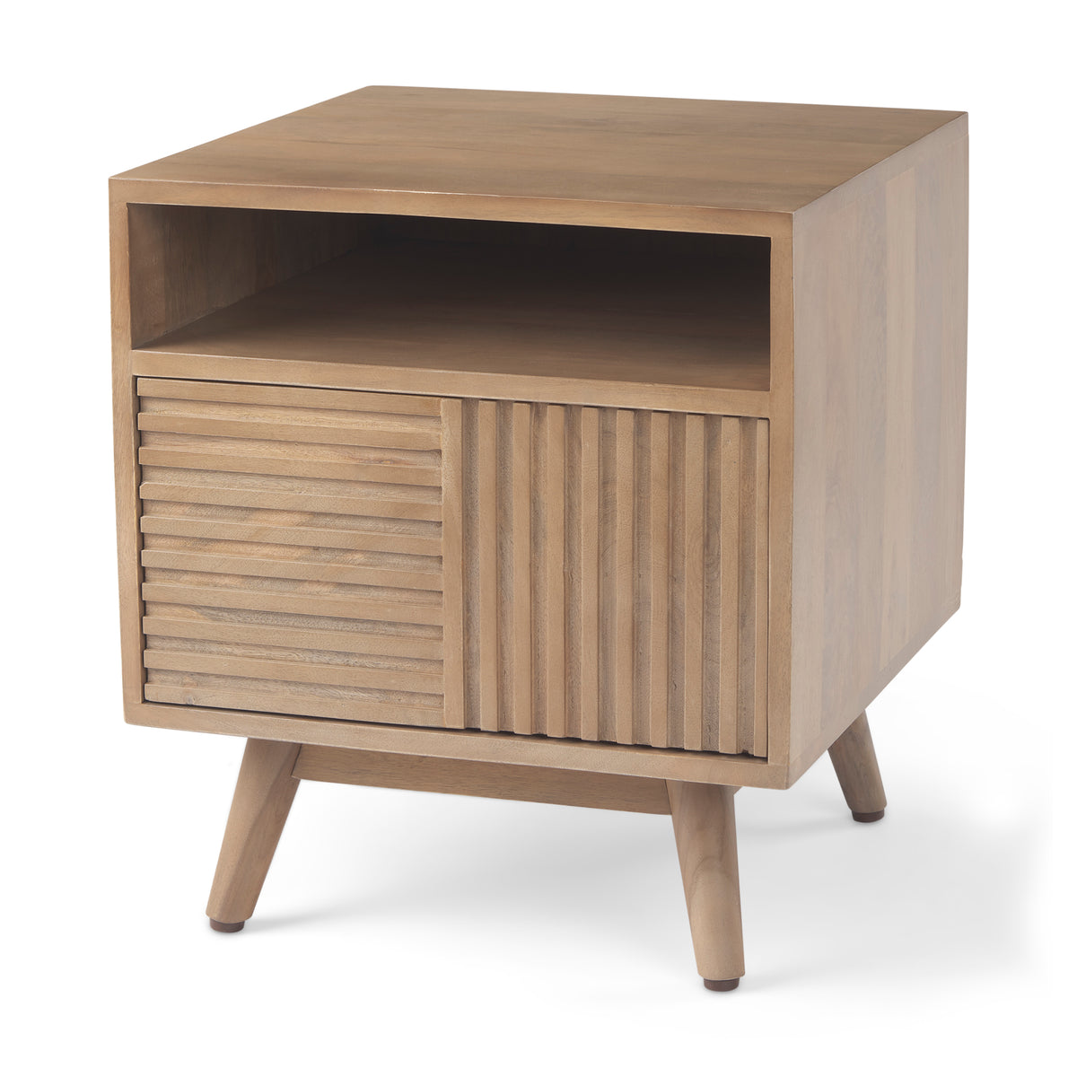 Sable 19.0L x 19.0W x 21.5H Light Brown Wood Side Table-End and Side Tables-DECOROLALA