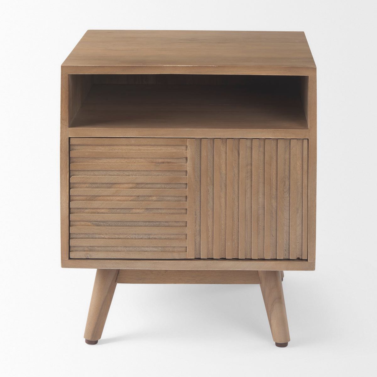 Sable 19.0L x 19.0W x 21.5H Light Brown Wood Side Table-End and Side Tables-DECOROLALA