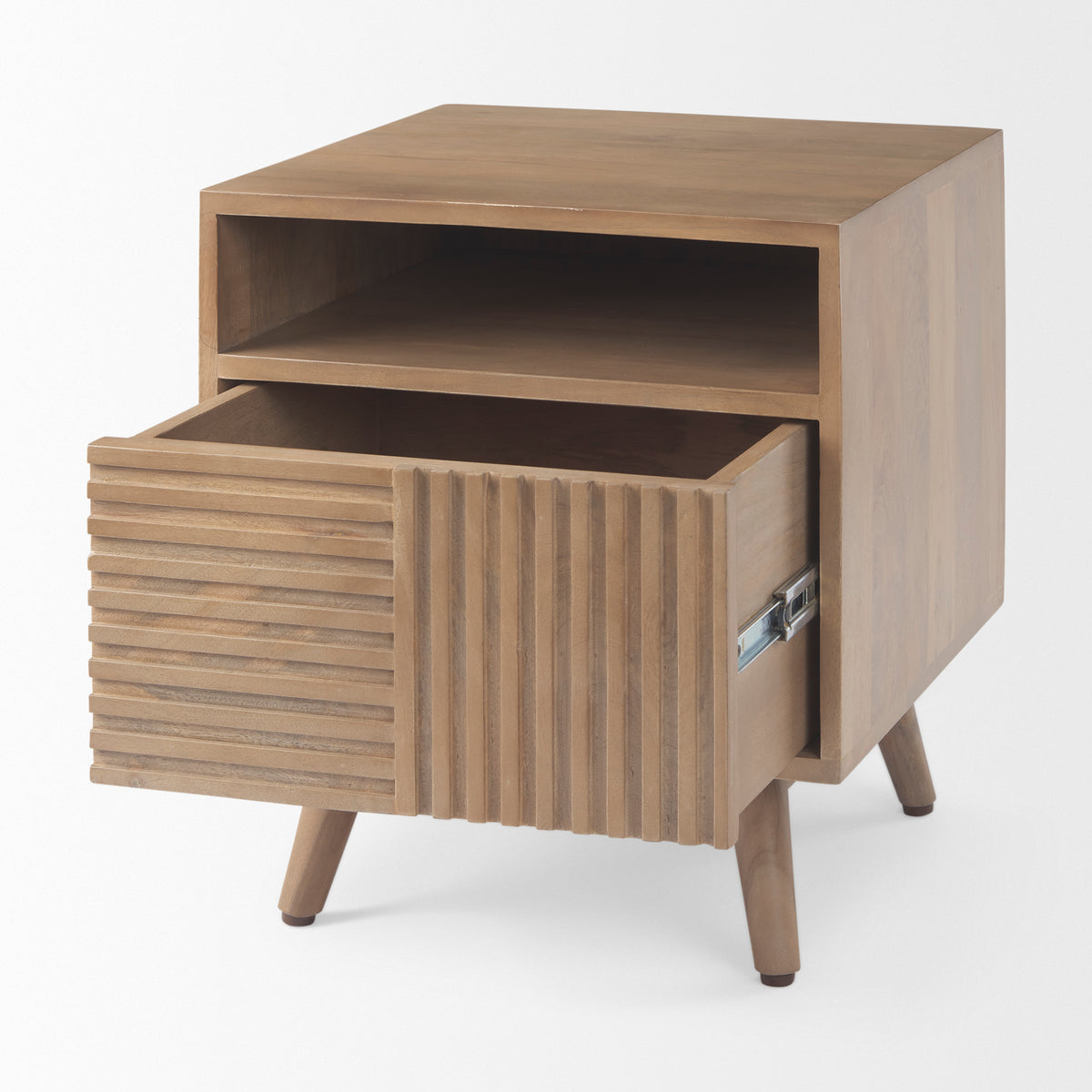 Sable 19.0L x 19.0W x 21.5H Light Brown Wood Side Table-End and Side Tables-DECOROLALA