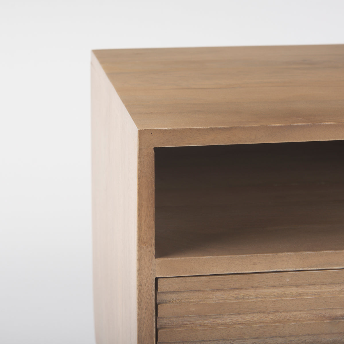 Sable 19.0L x 19.0W x 21.5H Light Brown Wood Side Table-End and Side Tables-DECOROLALA