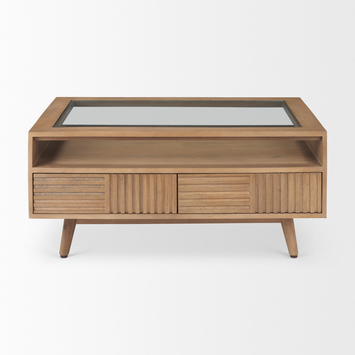 Sable 38.0L x 27.0W x 18.0H Light Brown Wood Coffee Table-Coffee Tables-DECOROLALA