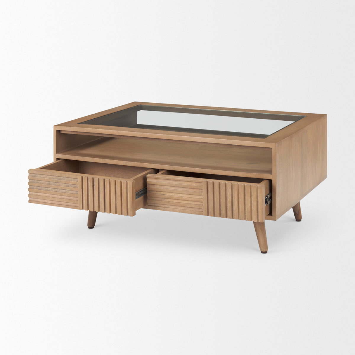 Sable 38.0L x 27.0W x 18.0H Light Brown Wood Coffee Table-Coffee Tables-DECOROLALA