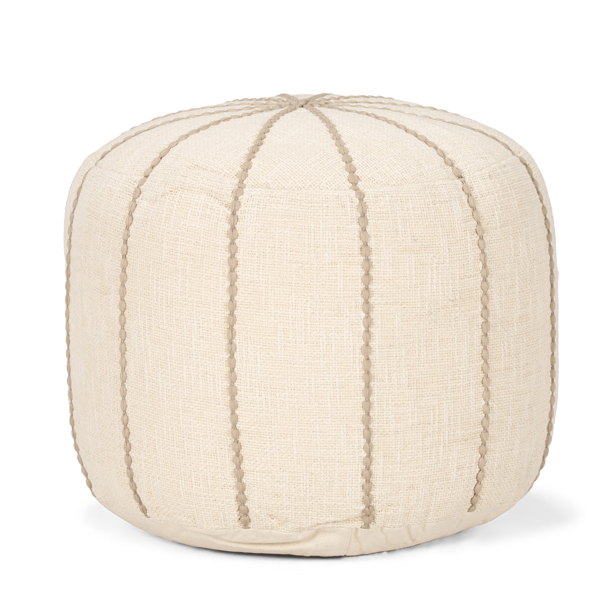 Sachi Beige w/ Stitching Pouf-Poufs-DECOROLALA