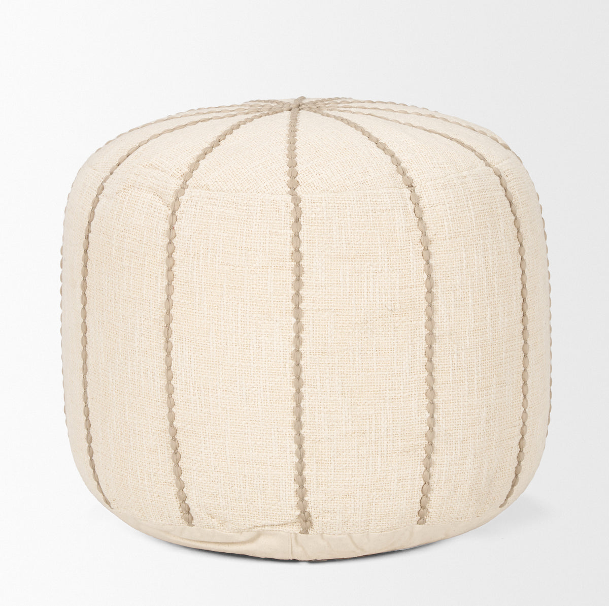 Sachi Beige w/ Stitching Pouf-Poufs-DECOROLALA