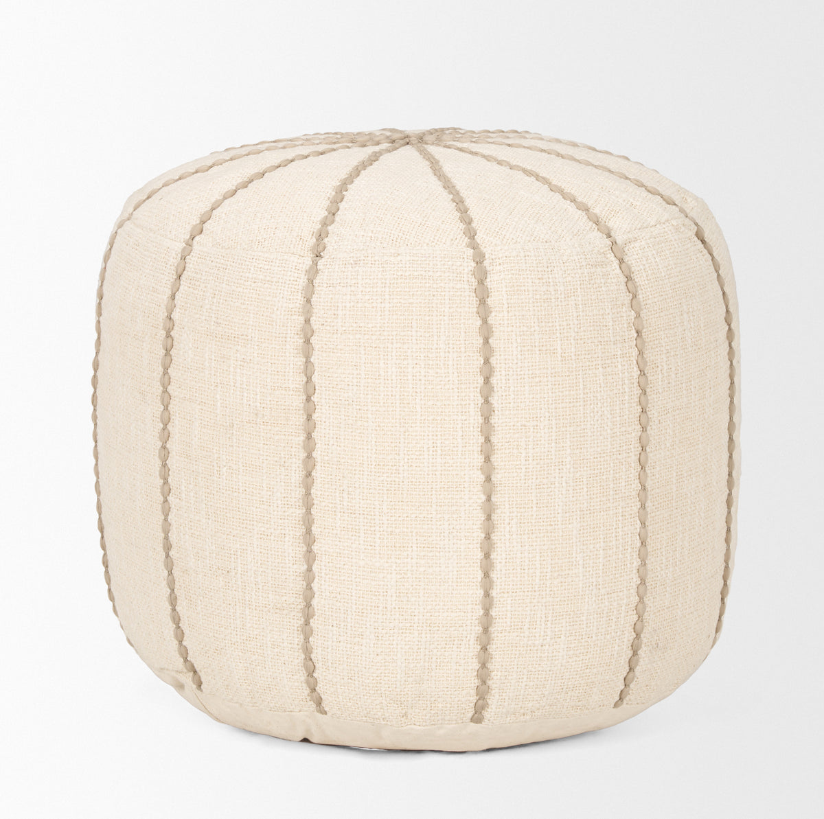 Sachi Beige w/ Stitching Pouf-Poufs-DECOROLALA