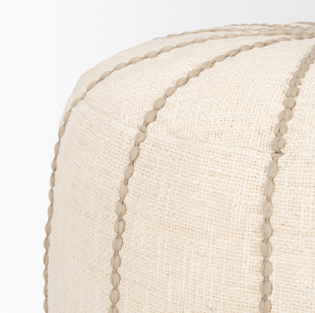 Sachi Beige w/ Stitching Pouf-Poufs-DECOROLALA