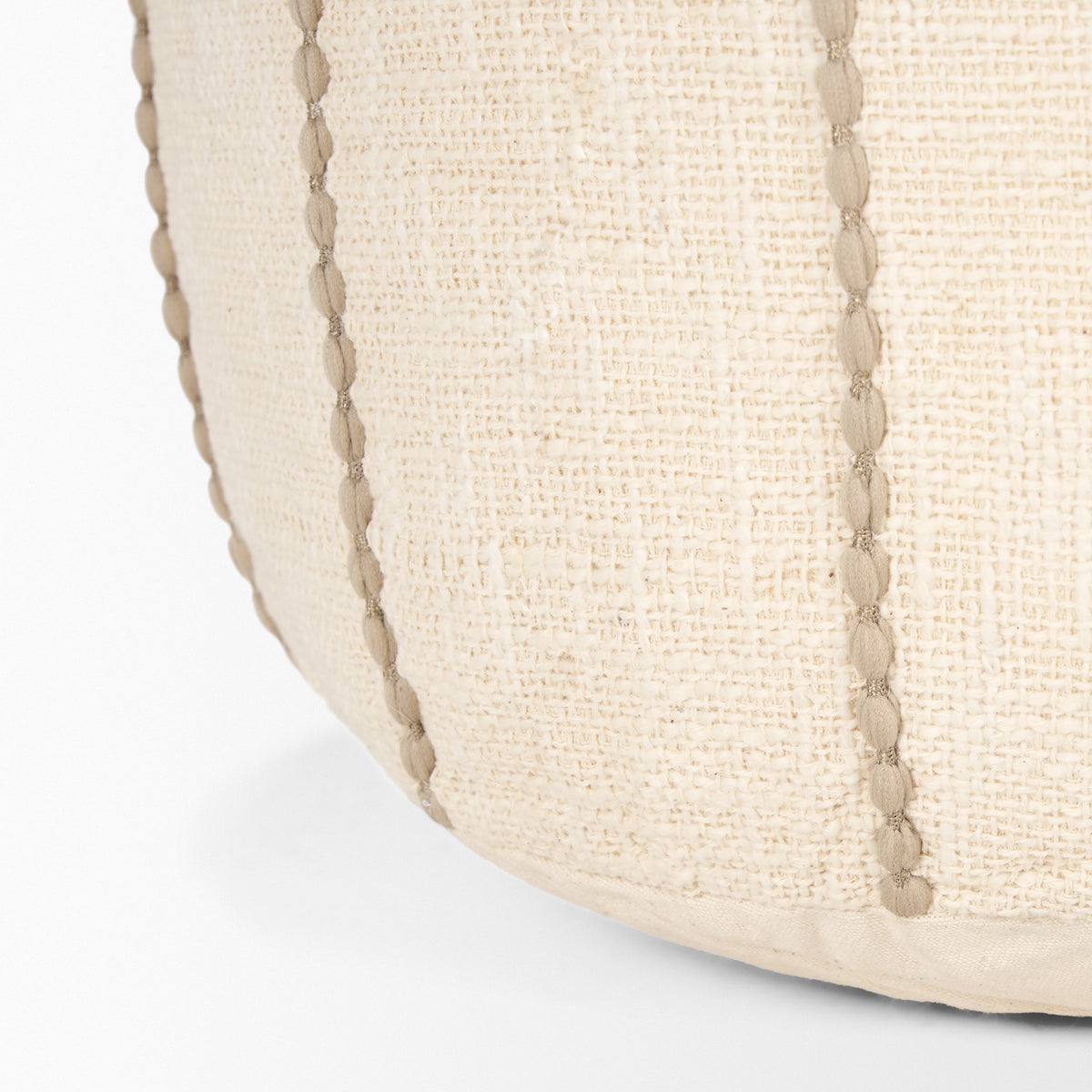Sachi Beige w/ Stitching Pouf-Poufs-DECOROLALA
