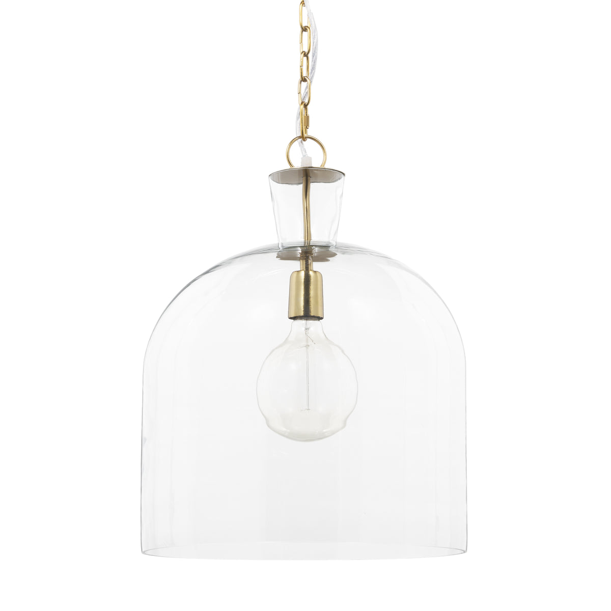 Sadah Large Clear Blown Glass Gold Metal Pendant Light-Pendant Lights-DECOROLALA