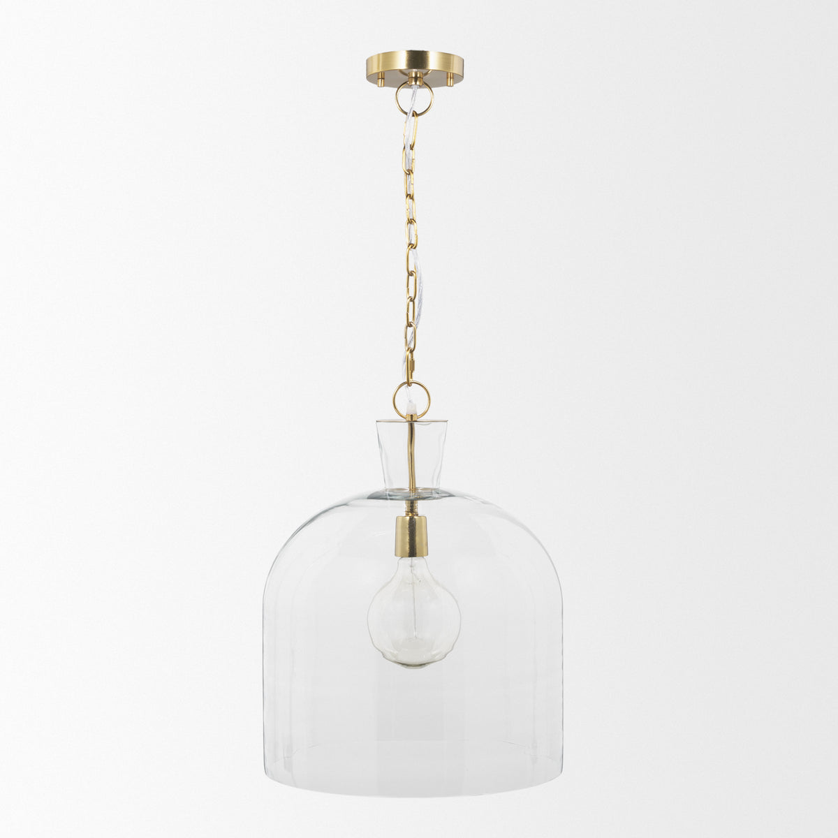 Sadah Large Clear Blown Glass w/ Gold Metal Pendant Light-Pendant Lighting-DECOROLALA