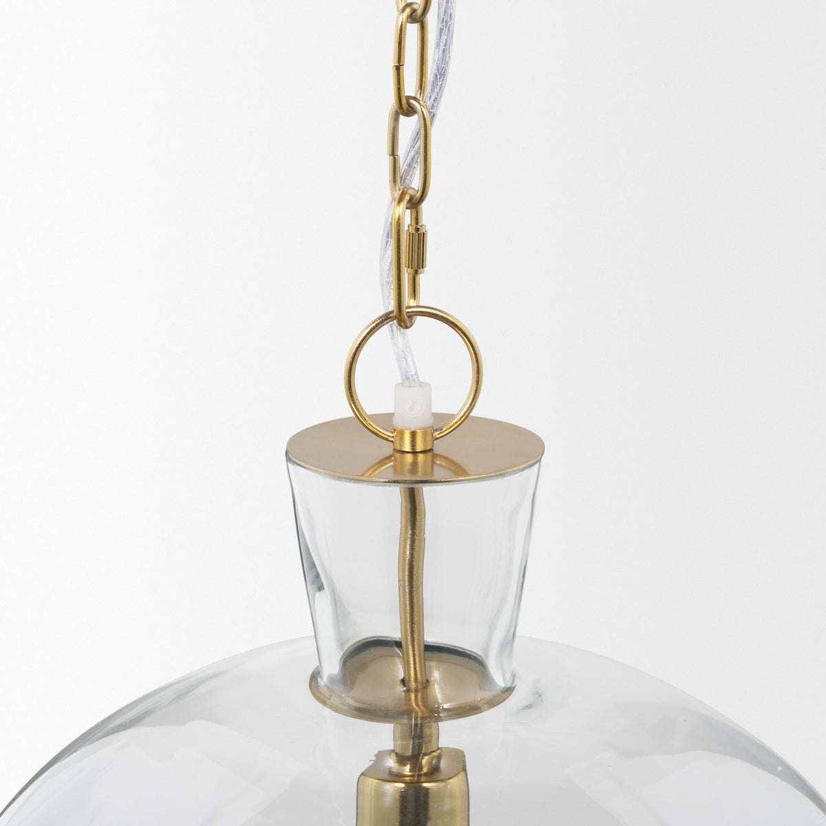 Sadah Large Clear Blown Glass w/ Gold Metal Pendant Light-Pendant Lighting-DECOROLALA