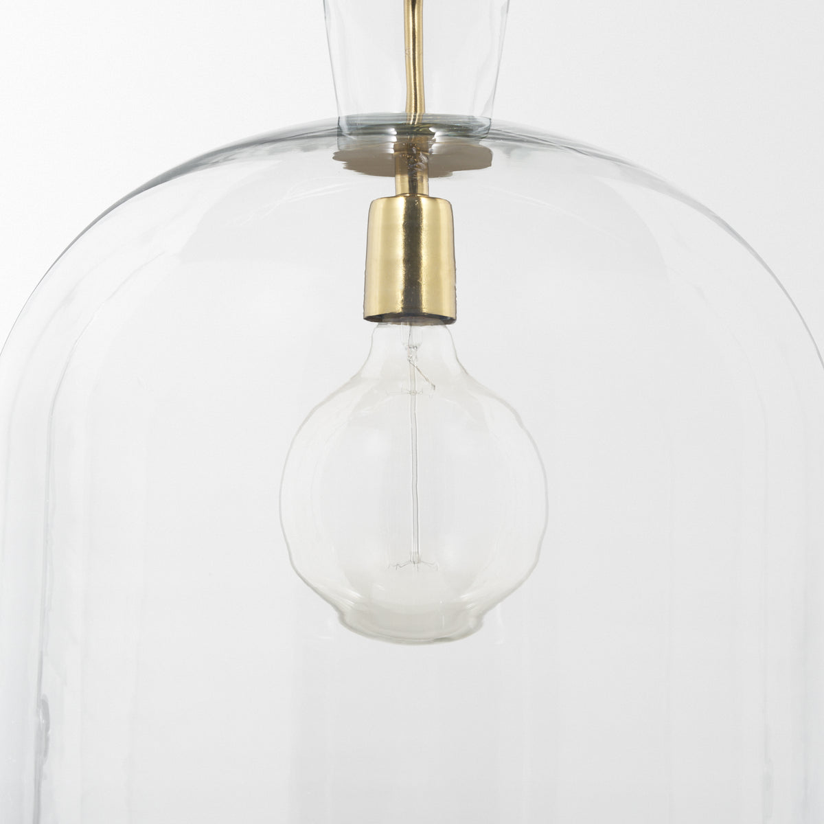 Sadah Large Clear Blown Glass w/ Gold Metal Pendant Light-Pendant Lighting-DECOROLALA