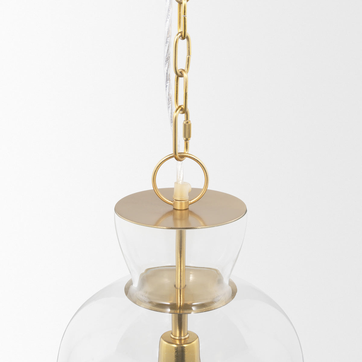 Sadah Tall Clear Blown Glass w/ Gold Metal Pendant Light-Pendant Lighting-DECOROLALA