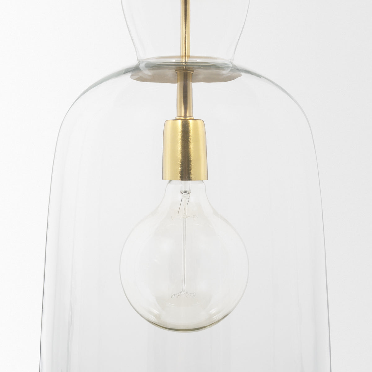 Sadah Tall Clear Blown Glass w/ Gold Metal Pendant Light-Pendant Lighting-DECOROLALA