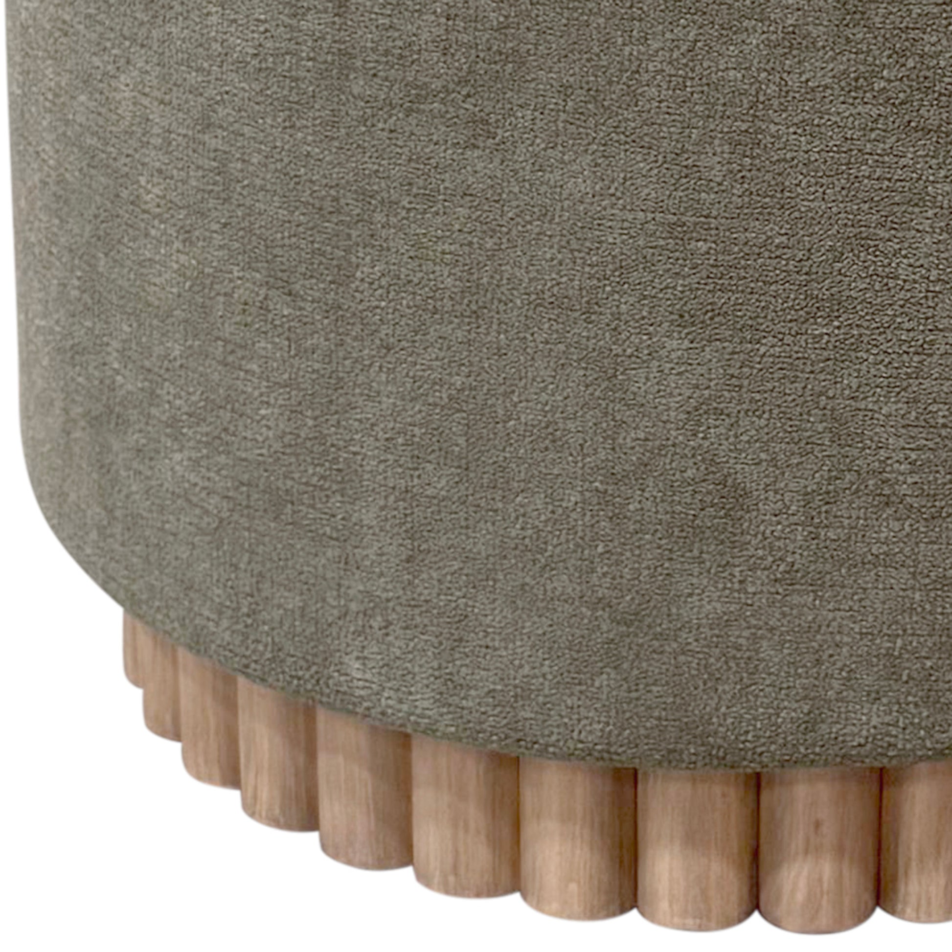 Sadie Round Storage Ottoman - Moss Green Reeded Wood Base-DECOROLALA
