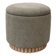 Sadie Round Storage Ottoman - Moss Green Reeded Wood Base-DECOROLALA
