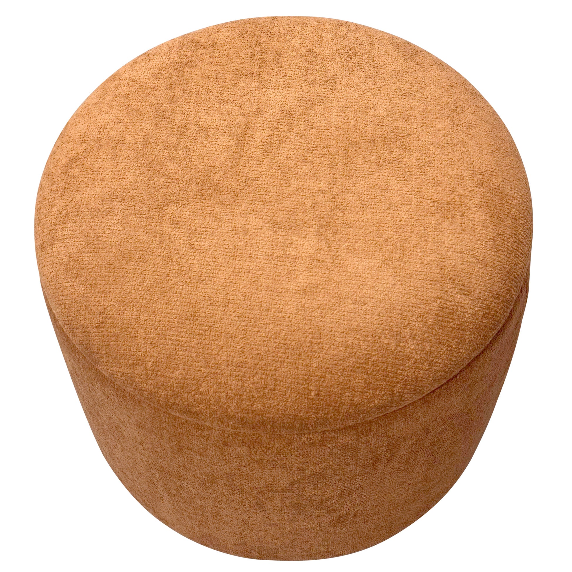 Sadie Round Storage Ottoman - Rust with Reeded Wood Base-DECOROLALA