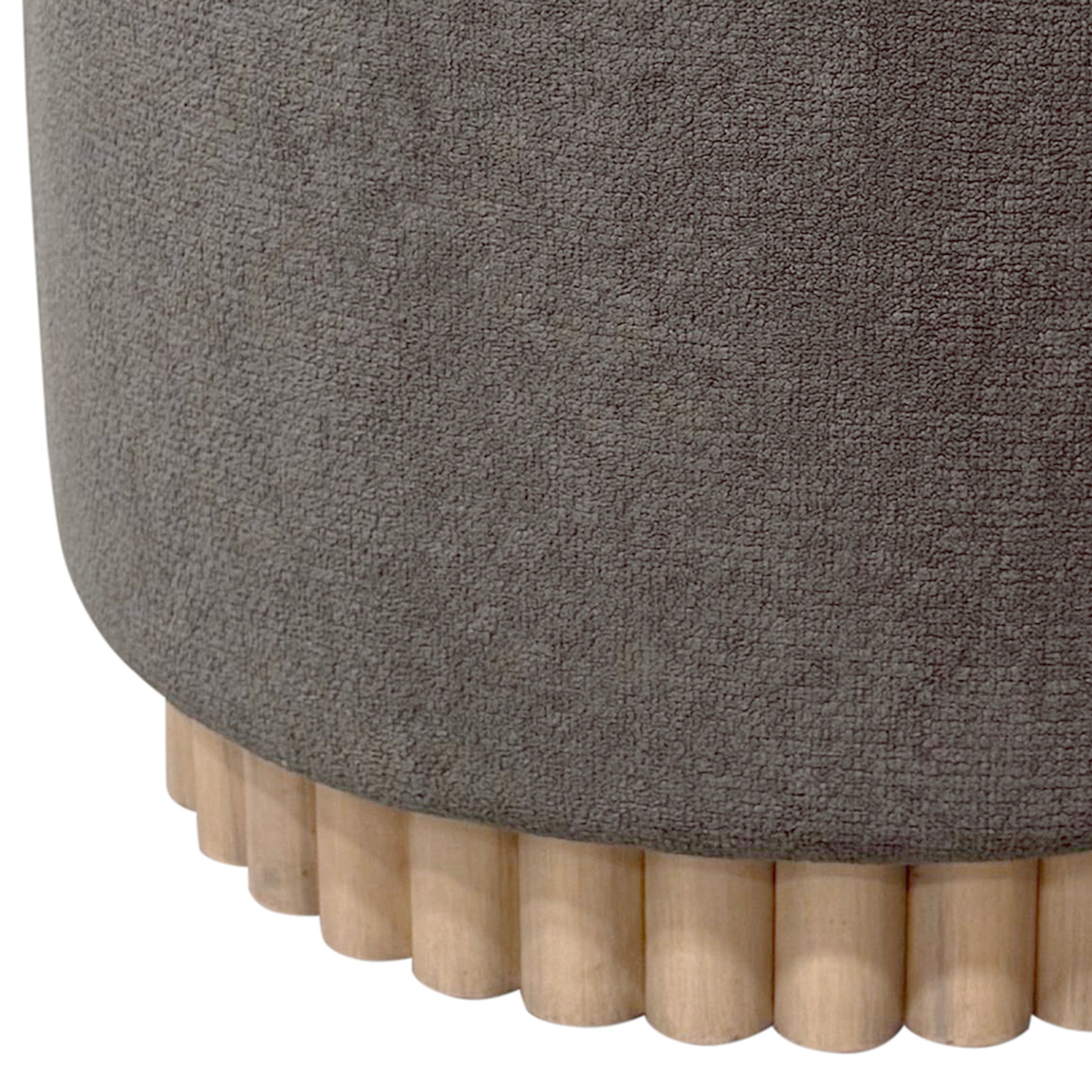 Sadie Round Storage Ottoman - Warm Charcoal Wood Reeded Base-DECOROLALA