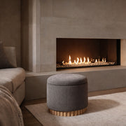 Sadie Round Storage Ottoman - Warm Charcoal Wood Reeded Base-DECOROLALA