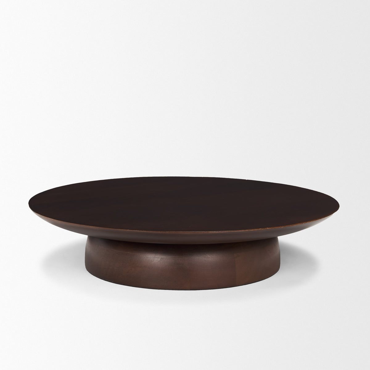 Sadira Large Mid-Dark Brown Solid Wood Round Riser-Trays-DECOROLALA