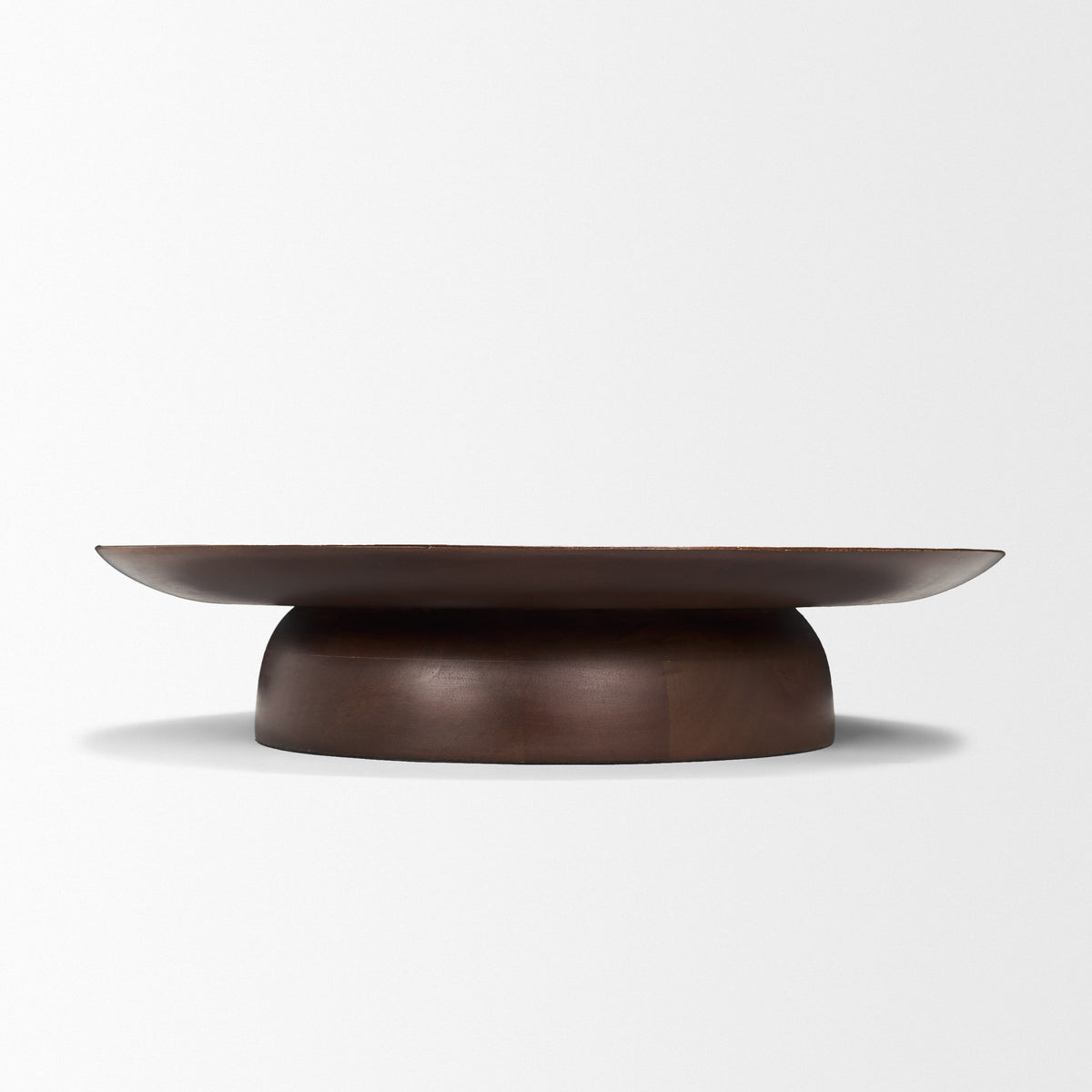 Sadira Large Mid-Dark Brown Solid Wood Round Riser-Trays-DECOROLALA