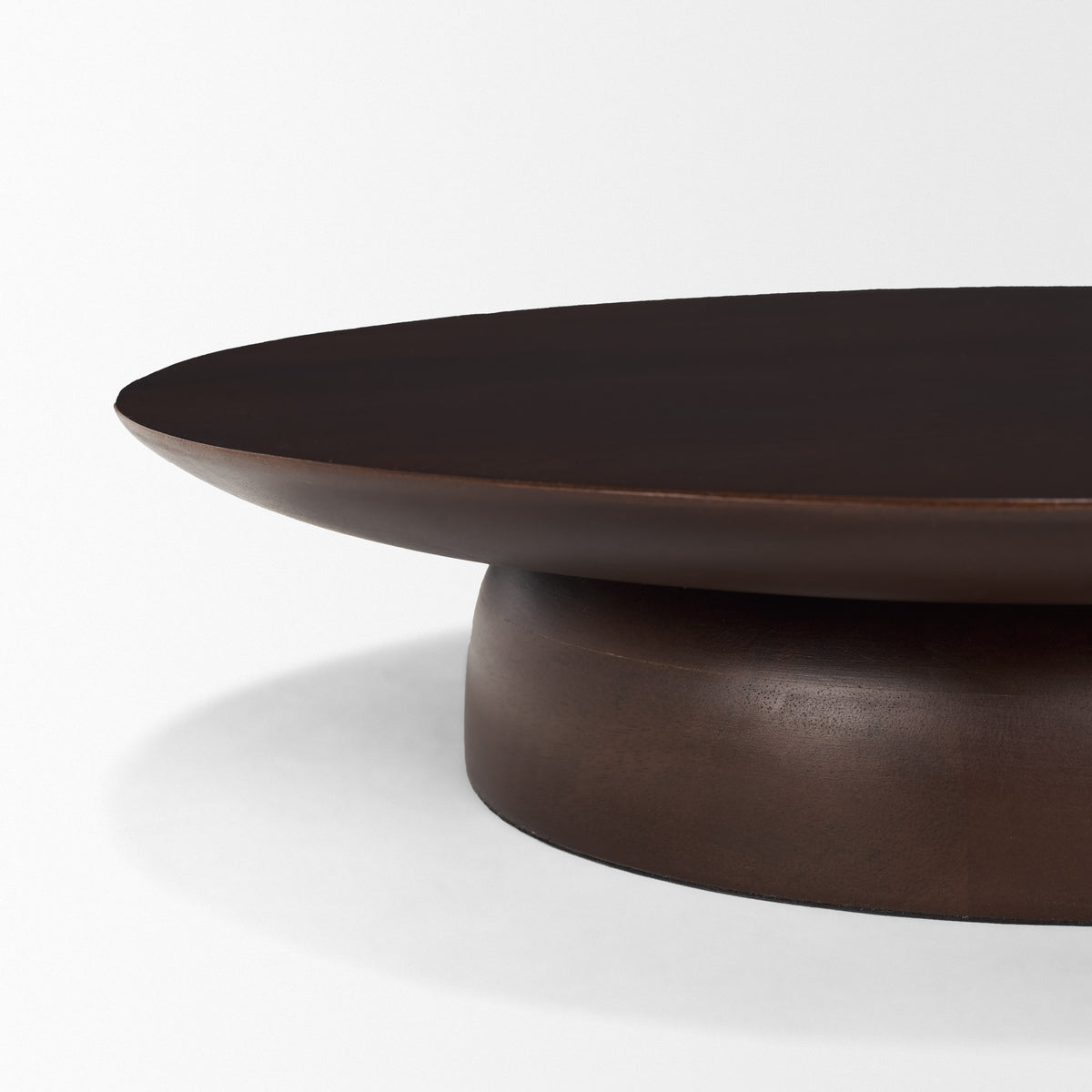 Sadira Large Mid-Dark Brown Solid Wood Round Riser-Trays-DECOROLALA