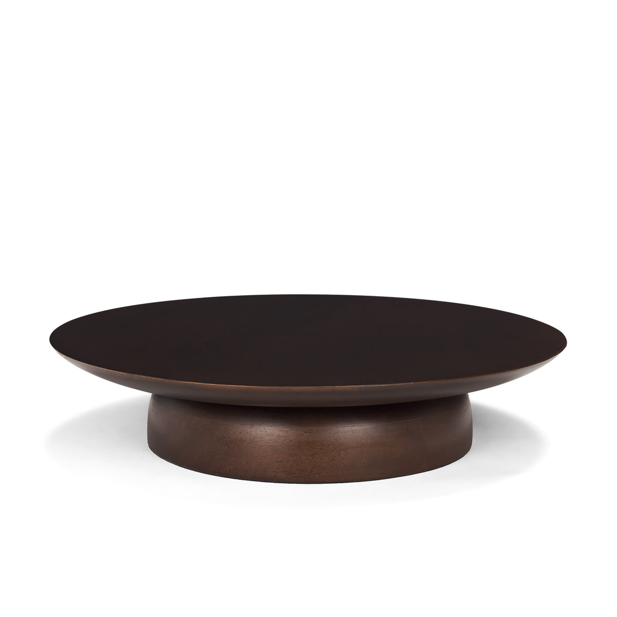Sadira Large Round Solid Wood Riser - Mid-Brown-Decorative Trays-DECOROLALA