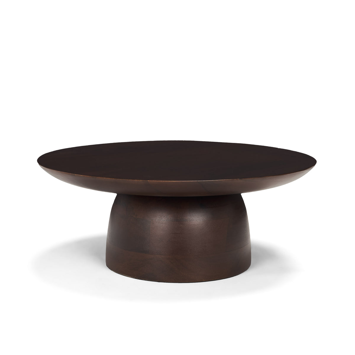 Sadira Small Mid-Dark Brown Solid Wood Round Riser-Trays-DECOROLALA