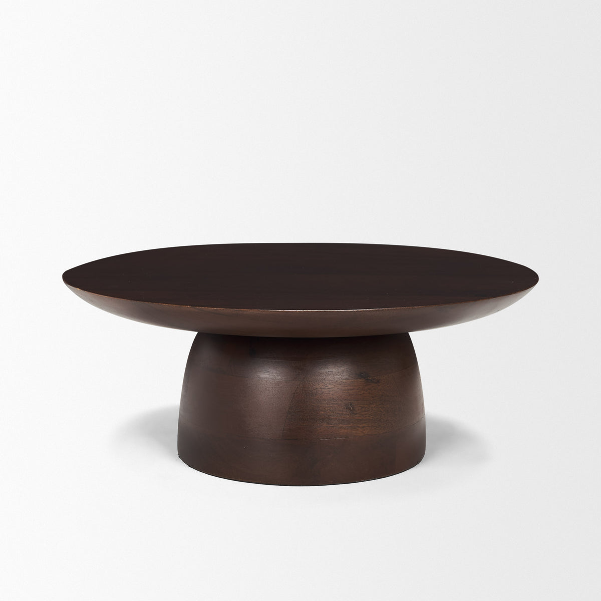 Sadira Small Mid-Dark Brown Solid Wood Round Riser-Trays-DECOROLALA