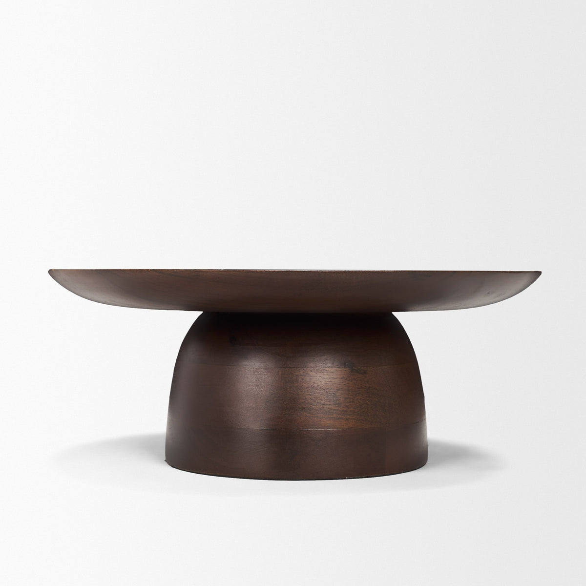 Sadira Small Mid-Dark Brown Solid Wood Round Riser-Trays-DECOROLALA