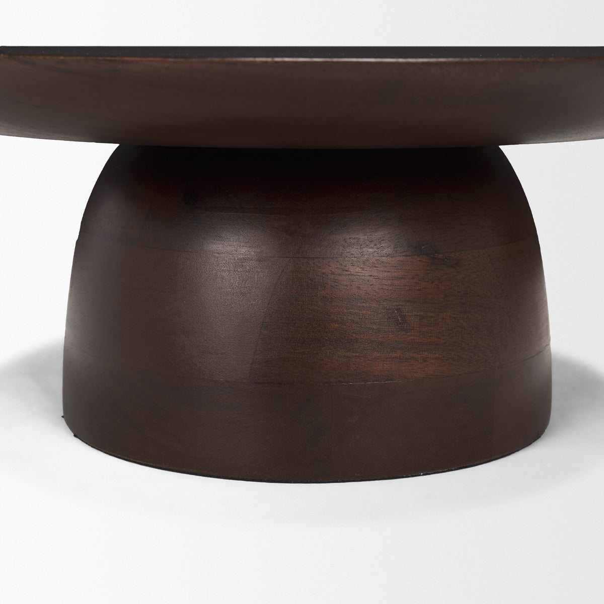 Sadira Small Mid-Dark Brown Solid Wood Round Riser-Trays-DECOROLALA