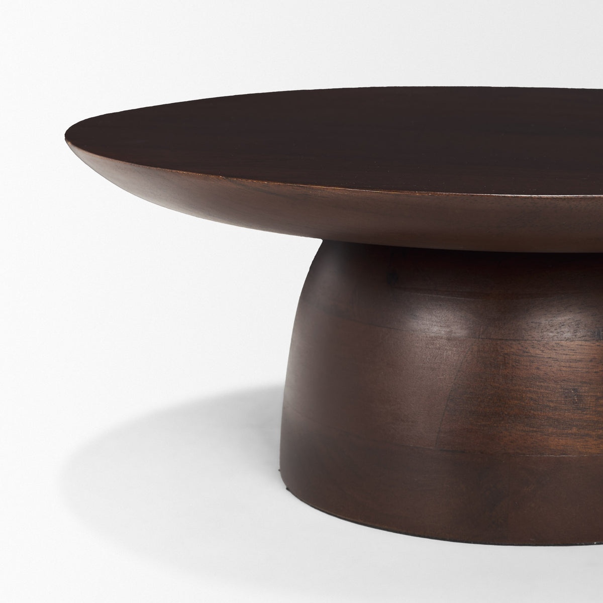 Sadira Small Mid-Dark Brown Solid Wood Round Riser-Trays-DECOROLALA