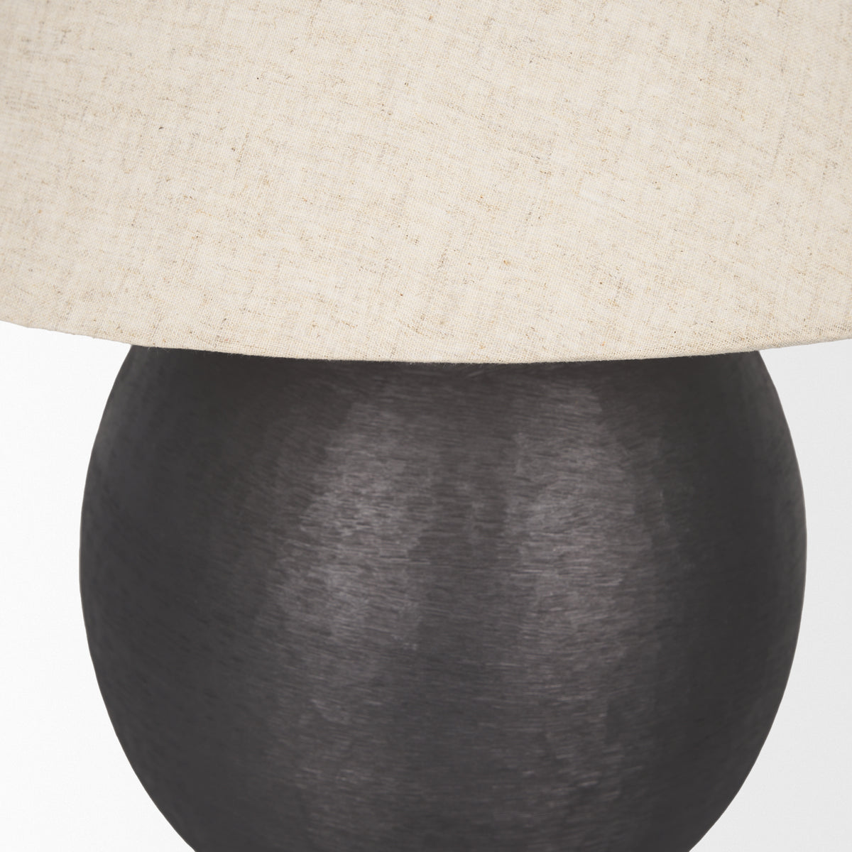 Sadiyah Antiqued Brushed Metal w/ Cream Shade Table Lamp-Table Lamps-DECOROLALA