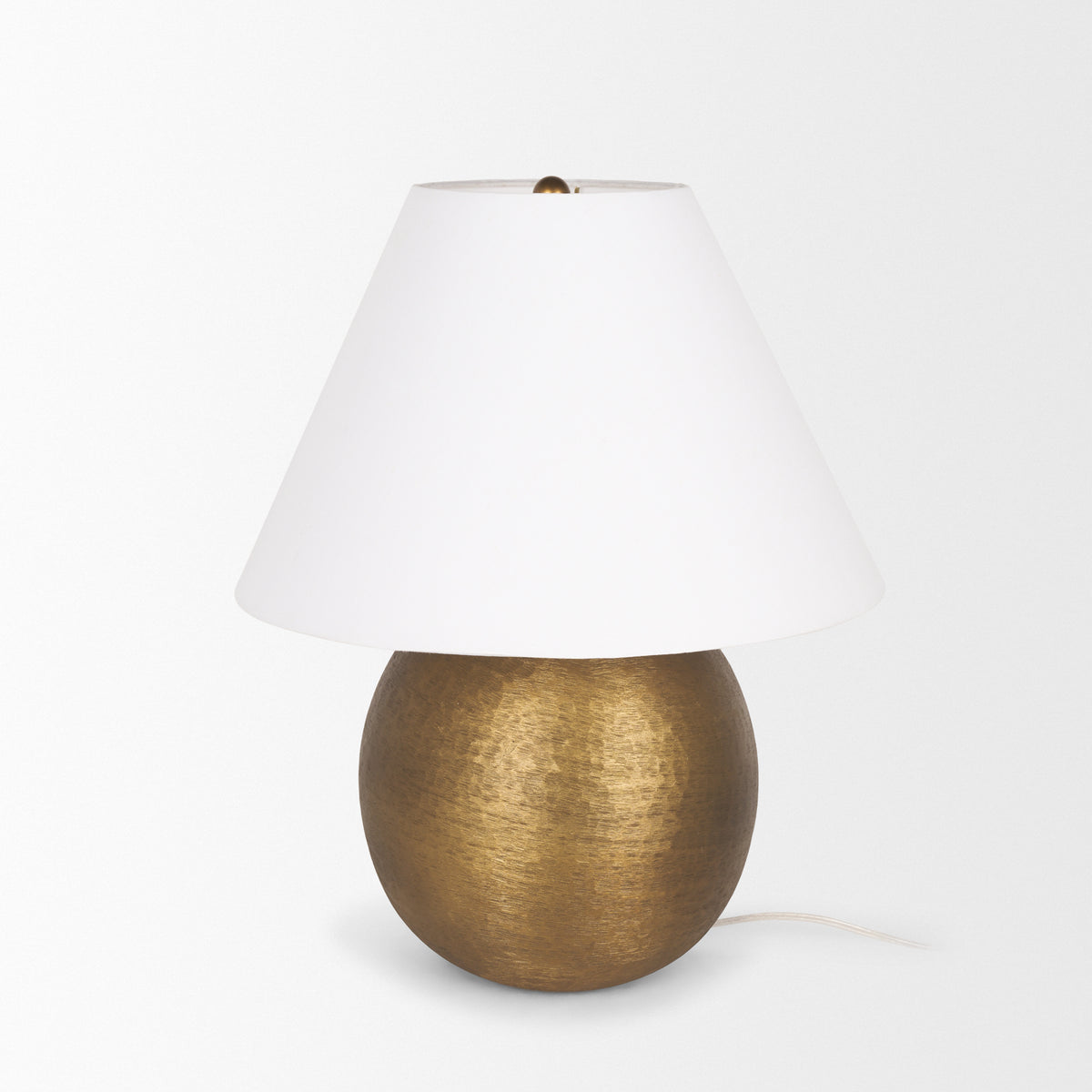 Sadiyah Antiqued Brushed Metal w/ Cream Shade Table Lamp-Table Lamps-DECOROLALA