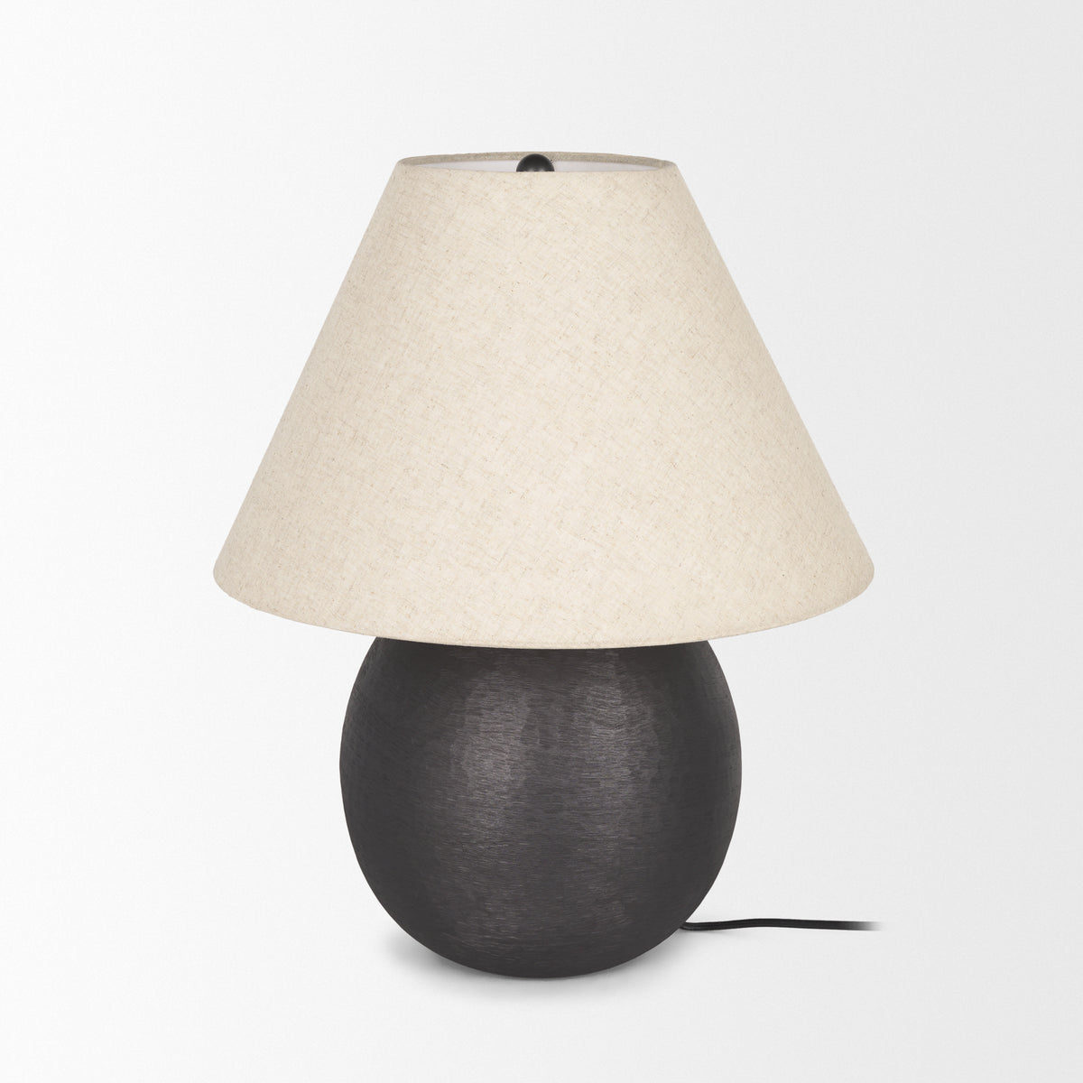 Sadiyah Antiqued Brushed Metal w/ Cream Shade Table Lamp-Table Lamps-DECOROLALA