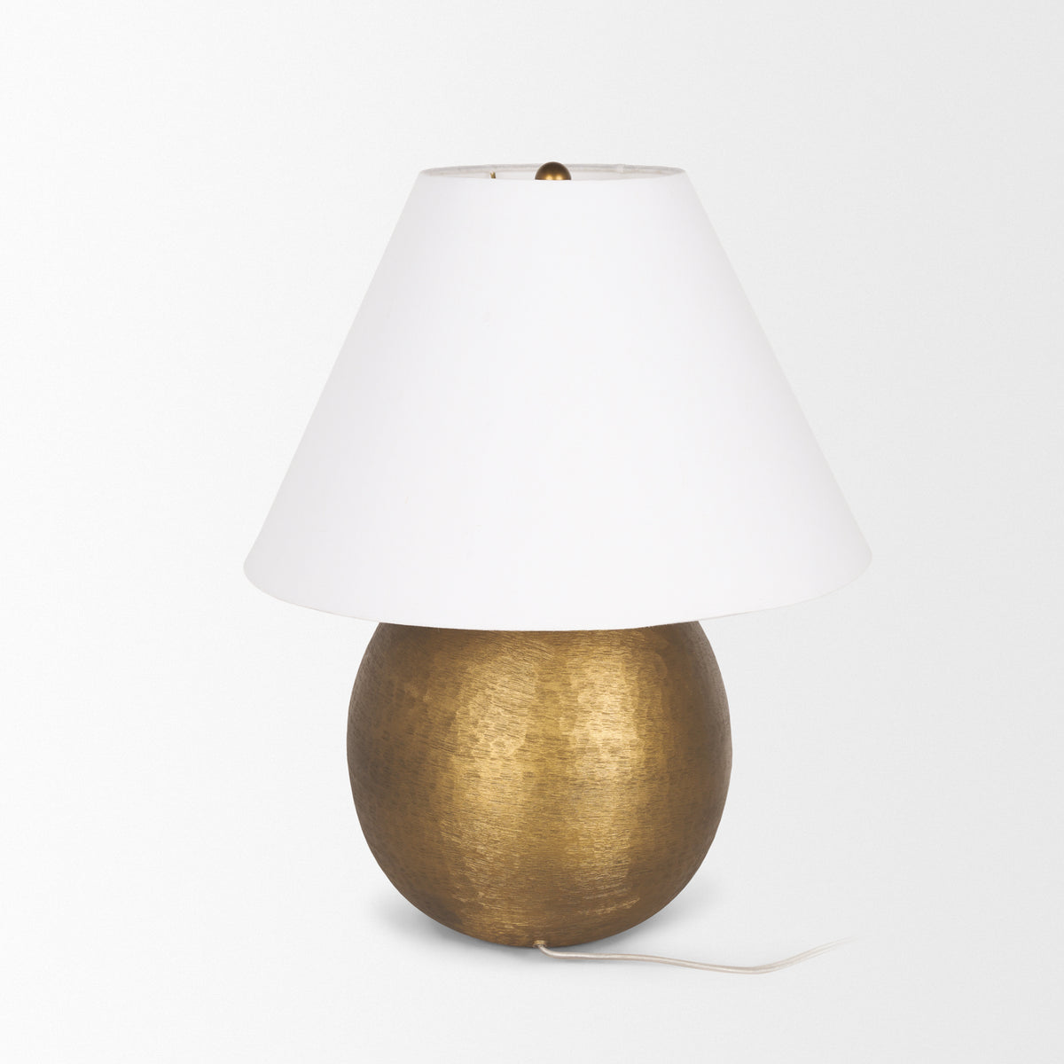 Sadiyah Antiqued Brushed Metal w/ Cream Shade Table Lamp-Table Lamps-DECOROLALA