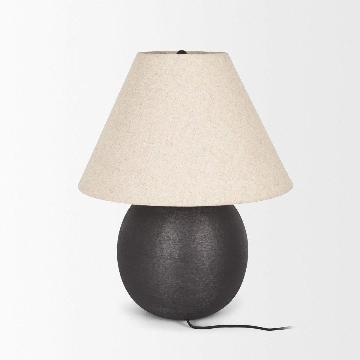 Sadiyah Antiqued Brushed Metal w/ Cream Shade Table Lamp-Table Lamps-DECOROLALA