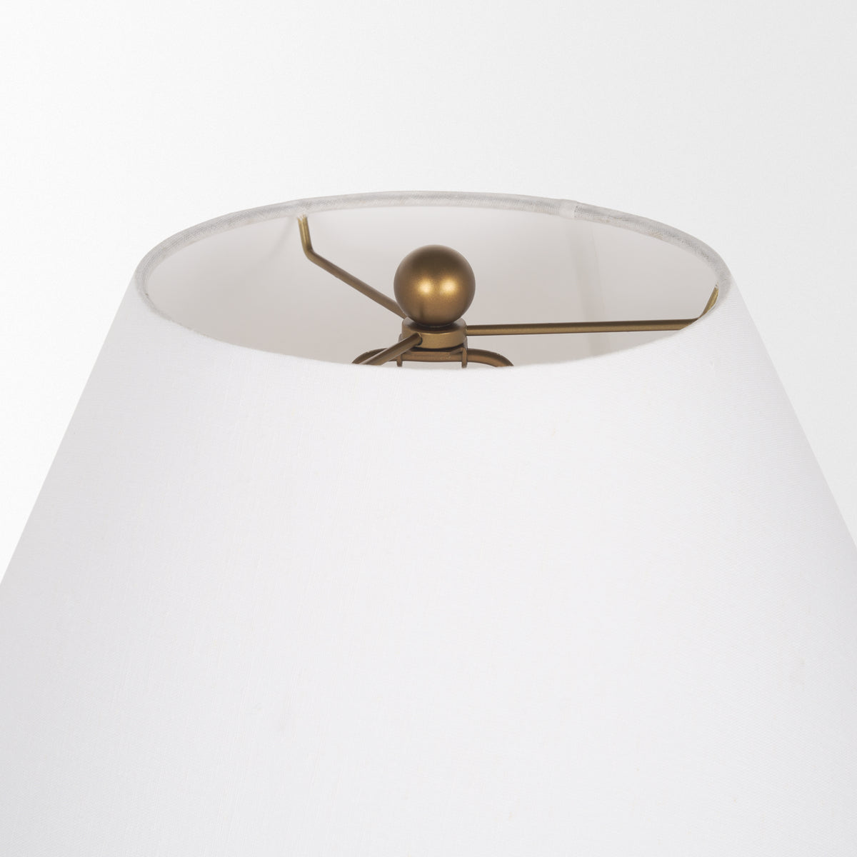 Sadiyah Antiqued Brushed Metal w/ Cream Shade Table Lamp-Table Lamps-DECOROLALA
